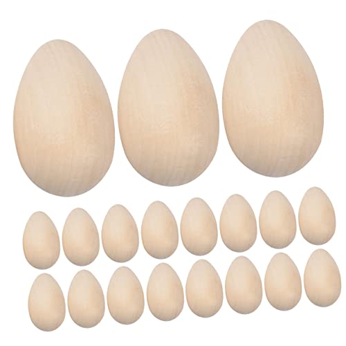 FIXOSHEE 20Stücke Unbemalte Holz Eier zur DIY Ostern Dekoration Simulation für Party und Bastelprojekte Vielseitig Einsetzbar für Bastelideen Glatte Oberfläche von FIXOSHEE