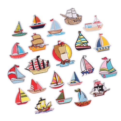 FIXOSHEE 23 Stück Teiliges Bestickter Selbstklebender Cartoon Segelboot Aufnäher zum Aufbügeln und Nähen Strapazierfähige Kleidungspatches für DIY Kleidung Taschen Jacken und von FIXOSHEE