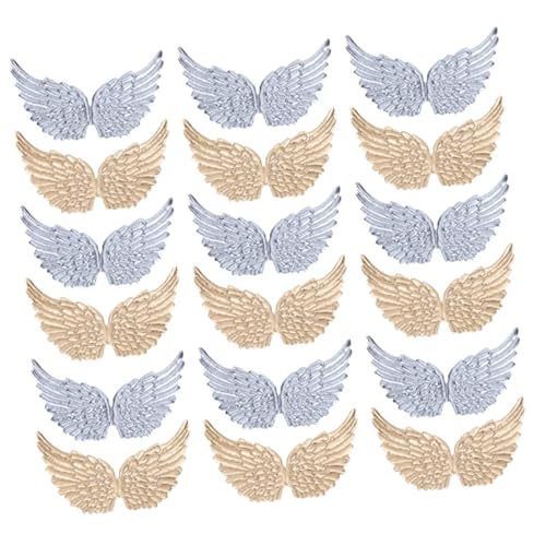 FIXOSHEE 24 Stück Teiliges Engel flügel Patches zum Aufnähen Silberne und Goldene Stoffapplikationen Langlebige Textil dekoration für Taschen Kleidung DIY partyzubehör und Geschenkideen von FIXOSHEE