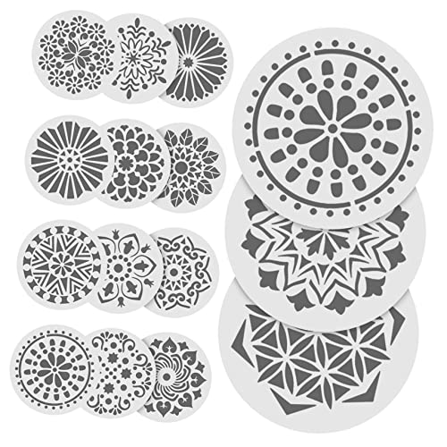 FIXOSHEE 24 Stück Teiliges Mandala Schablonen Wiederverwendbare DIY Malvorlagen mit Floralen Motiven Leicht zu Reinigen für Wandmalerei Bastelarbeiten und Dekorative Kunstprojekte von FIXOSHEE