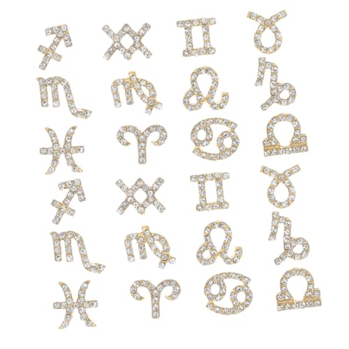 FIXOSHEE 24 Stück Teiliges Metall Nail Art mit Funkelnden Strasssteinen Goldfarben für DIY Nagelkunst Modische Maniküre Dekorationen Geeignet für Professionelle und Private Anwendung von FIXOSHEE