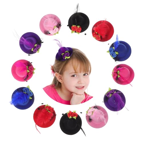 FIXOSHEE 24 Stück Teiliges Mini Fascinator Hut Haarclip mit Bandblumen Langlebig und Farbecht Vielseitig als Haarspange für Damen für Hochzeit Party Bühne und Fasching von FIXOSHEE