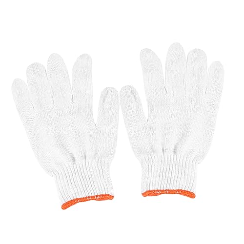 FIXOSHEE 24Paare Nylon Arbeitshandschuhe aus Baumwollgarn Rutschfest Atmungsaktiv Strapazierfähig für Arbeitsschutz und Industrieeinsatz Weiß mit Orangefarbenem Garngewicht von FIXOSHEE