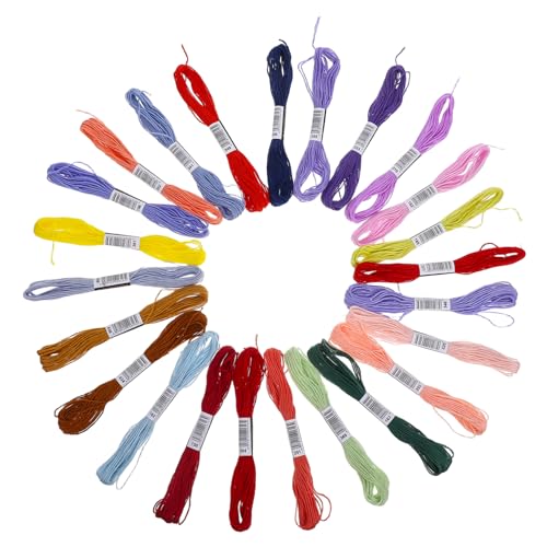 FIXOSHEE 24Stücke Stickgarn Multifarbige Baumwollfäden für Armbandherstellung Handwerk Häkeln und Kreuzstich für Projekte und Bastelarbeiten von FIXOSHEE