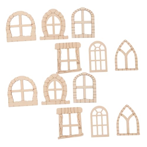 FIXOSHEE 25 Stück Teiliges Mini Holzfenster und Tür Set zum Selbstgestalten Naturbelassenes DIY Gartenornament für Außenbereiche für Terrasse Balkon Kinderdeko und Kreative Feengarten von FIXOSHEE