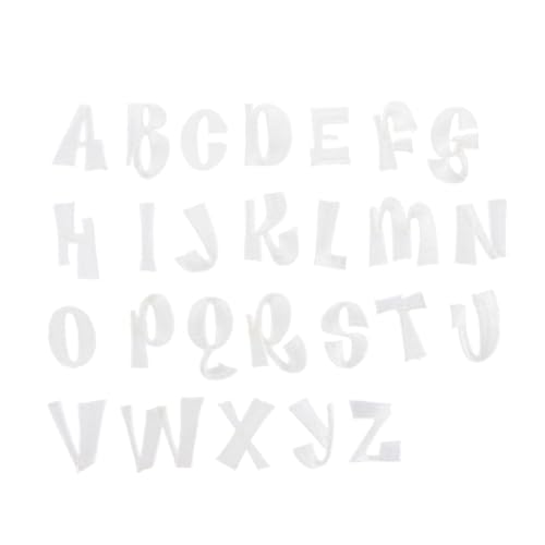 FIXOSHEE 26 Stück Teiliges Buchstaben Aufbügler Weiß Stoffbuchstaben Patches zum Aufnähen und Flicken von Kleidung DIY Textil Applikationen für Jeans Rucksäcke Taschen und Bastelprojekte von FIXOSHEE