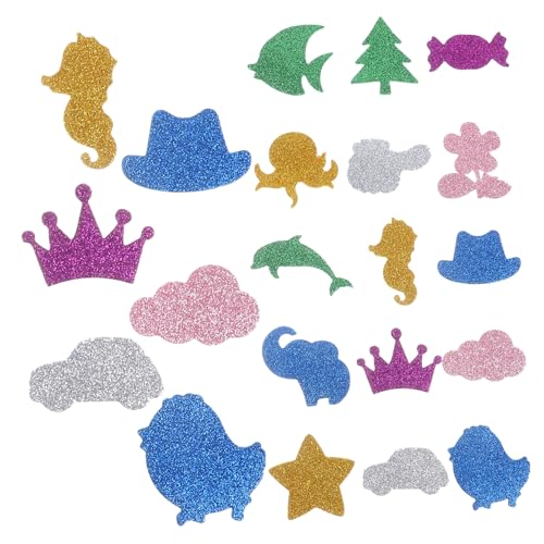 FIXOSHEE 28 Stück Teiliges Eva Schaumstoff Sticker Bunte Selbstklebende Glitzer Aufkleber Kleine Niedliche Tiermotive für Basteln Pinnwand Fenster und Dekoration von FIXOSHEE