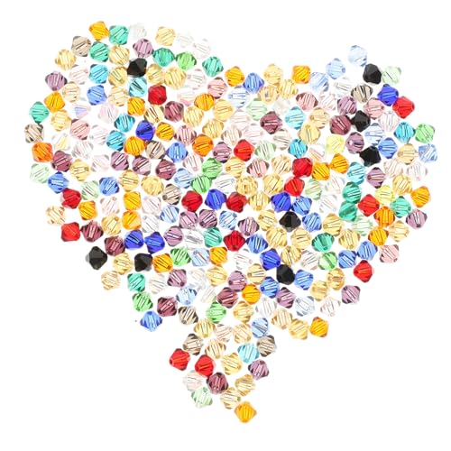 FIXOSHEE 280 Stück Glasperlen Facettierte Rhombische Perlen Bunte Schmuckperlen zum Auffädeln für Armbänder DIY Basteln Vielseitig für Halsketten und Schmuckgestaltung von FIXOSHEE