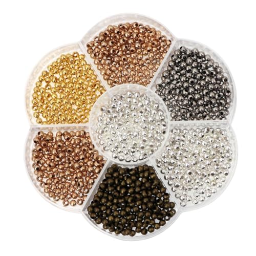 FIXOSHEE 2800 Stück Teiliges DIY Perlen Kupfer Spacer Perlen Schmuckherstellung Zubehör für Armbänder Halsketten Auffädeln Bastelperlen von FIXOSHEE