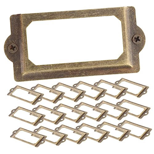 FIXOSHEE 2Sätze Schubladenetiketten Halter Retro Nennenkartenhalter für Schrank Selbstklebend und Beschreibbar für Möbel und Dekoration Antik von FIXOSHEE