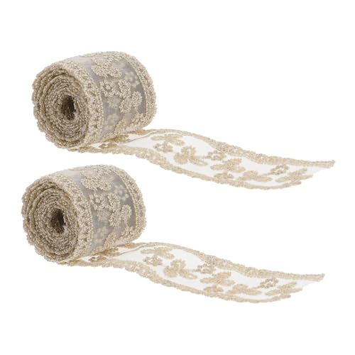 FIXOSHEE 2Stücke DIY Ribbon Handwerkband für Hochzeit Goldstickerei Blumenborte für Haaraccessoires Geschenkverpackungen und Bastelprojekte von FIXOSHEE
