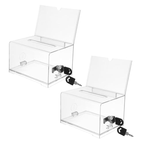 FIXOSHEE 2Stücke Transparente Acryl Spendenbox Sammelkarten Aufbewahrungsbox Multifunktionale Geldkassette für Büro und Veranstaltungen für Hochzeitsgeschenke und Spendenaktionen von FIXOSHEE