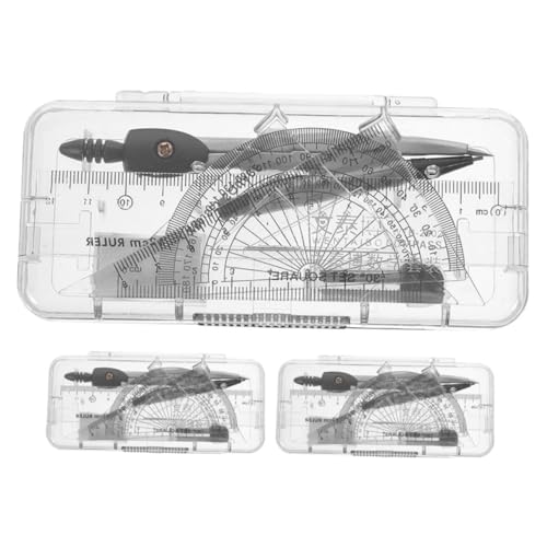 FIXOSHEE 3 Boxen Zeichensatz mit Winkelmesser und Verschiedenen Linealen Teiliges Set für Schule Büro und Zuhause Zuverlässige Zeichenwerkzeuge mit Praktischem Radiergummi von FIXOSHEE