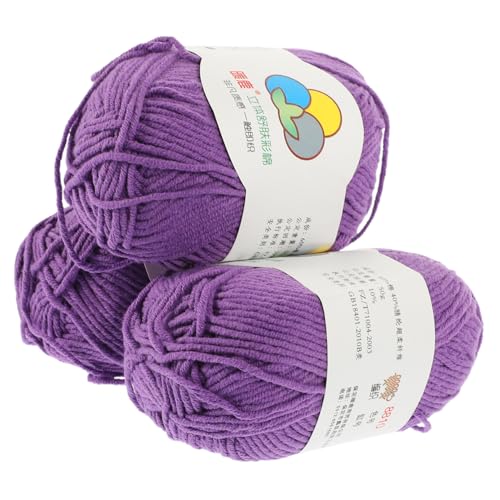FIXOSHEE 3 Rollen Baumwollgarn zum Häkeln und Stricken Weiches Strapazierfähiges DIY Garn für Pullover Mützen Schals Hautfreundliches Vielseitig Einsetzbares Strickgarn in Lila FIXOSHEE 3 Rollen Baumwollgarn zum Häkeln und Stricken Weiches Strapazierfähiges DIY Garn für Pullover Mützen Schals Hautfreundliches Vielseitig Einsetzbares Strickgarn in Lila von FIXOSHEE