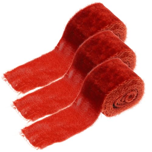 FIXOSHEE 3 Rollen Fransiges Samt geschenkband Handgefärbtes DIY Schleifenband für Hochzeit Party Geschenkverpackung Dekoratives Polyesterband Knitterfrei Vielseitig Verwendbar von FIXOSHEE