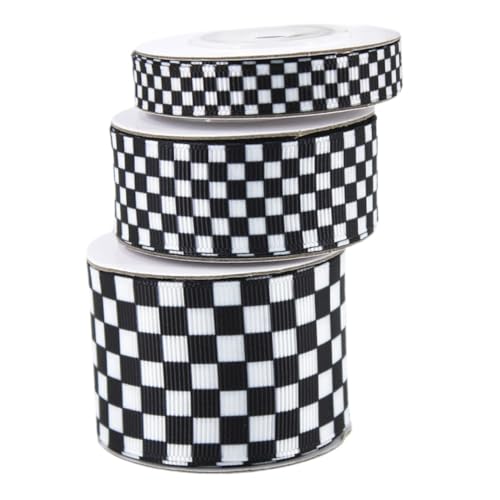 FIXOSHEE 3 Rollen Kariertes Geschenkband Aus Polyester Zum Dekorativen Basteln Und Verpacken Von Geschenken. Verwendetes Band Für Blumensträuße, Geschenkboxen Und Bastelarbeiten. von FIXOSHEE