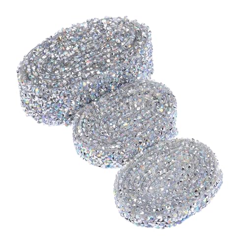 FIXOSHEE 3 Rollen Rhinestone Wrap Tape Breit Selbstklebend Glitzer Mesh für DIY Kleidung Dekoration Hochzeit Sparkle Strasssteine Hitzebeständig von FIXOSHEE