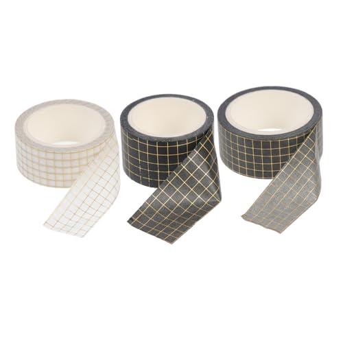 FIXOSHEE 3 Rollen Washi Tape Dekoratives DIY Klebeband mit Goldener Folie für Scrapbooking Geschenkverpackung Planer und Kreative Bastelprojekte von FIXOSHEE