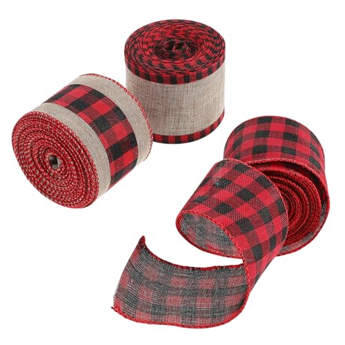 FIXOSHEE 3 Rollen Weihnachts Geschenkband aus Jute mit Klassischem Buffalo Plaid Muster Breit Yards pro Vielseitig für Dekoration Basteln Schleifen Robust und Festlich FIXOSHEE 3 Rollen Weihnachts Geschenkband aus Jute mit Klassischem Buffalo Plaid Muster Breit Yards pro Vielseitig für Dekoration Basteln Schleifen Robust und Festlich von FIXOSHEE
