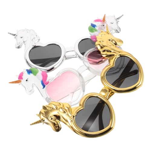 FIXOSHEE 3 Stück Teiliges Einhorn Brillen Bunte Party Sonnenbrillen für Geburtstags Deko Foto Requisiten Verspielte Kostüm Accessoires mit Regenbogen Design für Motto Feiern von FIXOSHEE