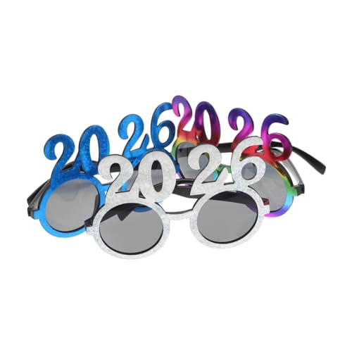 FIXOSHEE 3 Stück Teiliges Neujahrsbrillen Zahlenform Partybrillen Leicht Festlich für Silvester Weihnachtsfeier Foto Requisiten von FIXOSHEE