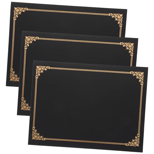 FIXOSHEE 3 Stück Teiliges Schwarze Zertifikatshüllen aus Papier Dekorativer Urkundenhalter mit Elegantem Design Schützende Dokumentenmappe für Auszeichnungen Diplome Abschlussfeiern und von FIXOSHEE