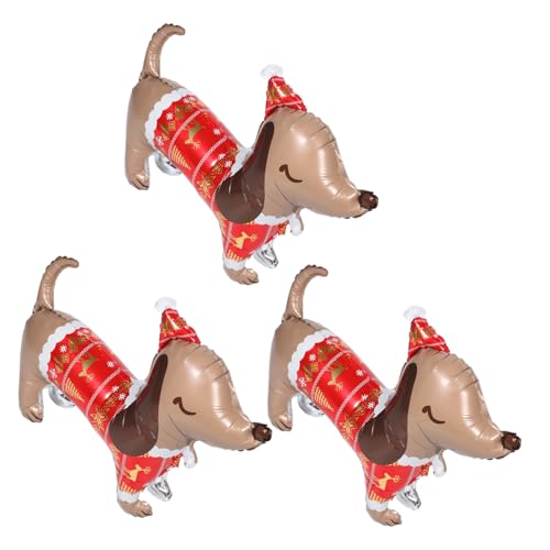 FIXOSHEE 3 Stück Weihnachtsballons Sausage Dog Folienballons Langlebige Niedliche Hund Luftballons für Weihnachts Kindergeburtstagsdekoration Wiederverwendbare Partydeko mit Tierischem von FIXOSHEE