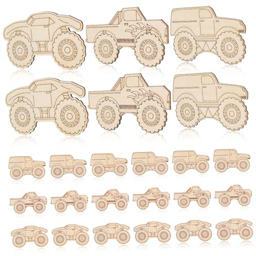 FIXOSHEE 30 Stk. Teiliges Monstertruck Holzdekoration zum Bemalen Unbemalte Holzautos für Kindergeburtstag DIY Holzfahrzeuge Anhänger für Partydeko und Kreative Handwerksprojekte FIXOSHEE 30 Stk. Teiliges Monstertruck Holzdekoration zum Bemalen Unbemalte Holzautos für Kindergeburtstag DIY Holzfahrzeuge Anhänger für Partydeko und Kreative Handwerksprojekte von FIXOSHEE