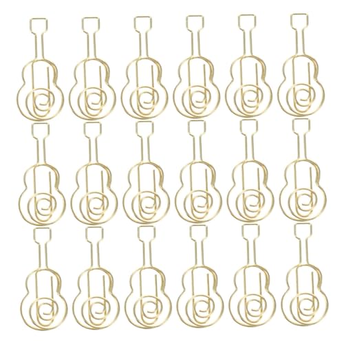 FIXOSHEE 30 Stück Gitarrenform Büroklammern aus Robustem Metall Goldfarbene Mini Paper Clips als Stilvolle Lesezeichen und Organizer für Schule Büro und Musikfans Einzigartige von FIXOSHEE