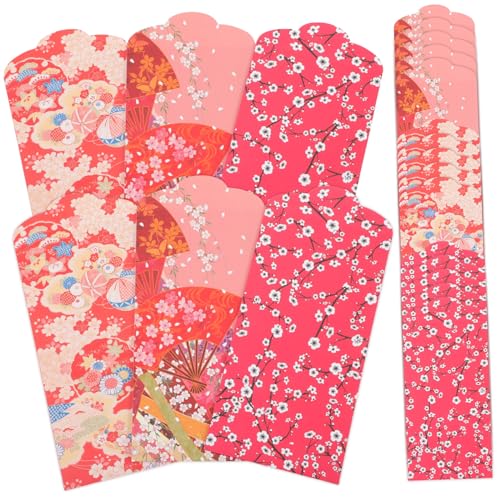 FIXOSHEE 30 Stück Teiliges Chic Rote Geldumschläge im Japanischen Stil Festliche Briefumschläge mit Goldgeprägtem Fächer und Kirschblüten Design für Neujahr und Hochzeitsfeiern FIXOSHEE 30 Stück Teiliges Chic Rote Geldumschläge im Japanischen Stil Festliche Briefumschläge mit Goldgeprägtem Fächer und Kirschblüten Design für Neujahr und Hochzeitsfeiern von FIXOSHEE