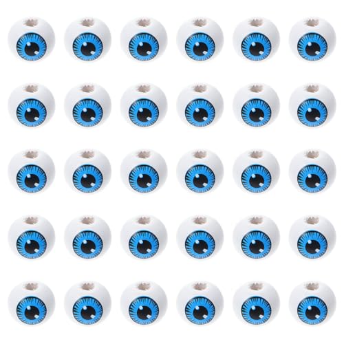 FIXOSHEE 30 Stück Teiliges Holzperlen Augen design Spacer Beads für DIY Schmuckherstellung Kinderfreundliche Bastelperlen Langlebig und Farbecht für Armbänder und Dekorationen von FIXOSHEE
