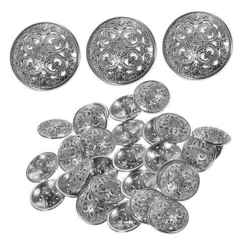 FIXOSHEE 30 Stück Teiliges Metallknöpfe Silberfarbene Ösen mit Hohlraum Design Robuste DIY Nähknöpfe für Mäntel Anzüge Pullover und Kreative Bekleidungsgestaltung von FIXOSHEE