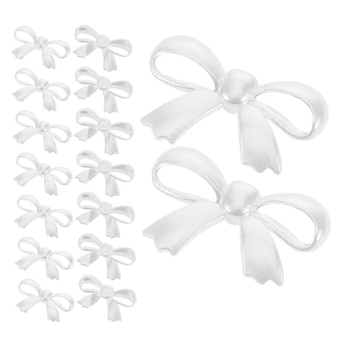 FIXOSHEE 30 Stück Weiße Schleifen Abs Plastik Perlen Bowknot Dekorationen für DIY Basteln Haarschmuck Scrapbooking und Handy Accessoires Sorgfältig Verarbeitet und Sicher für Altersgruppen von FIXOSHEE