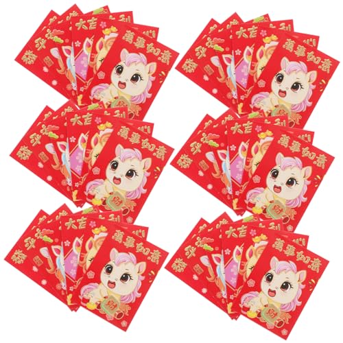 FIXOSHEE 300 Stück Rote Geldumschläge Jahr Des Pferdes Kreative Hong Bao Umschläge für Bargeld Umschläge mit Prägung für Chinesisches Neujahr Hochzeit Geburtstag Feier von FIXOSHEE