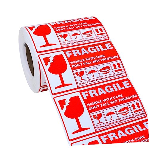 FIXOSHEE 300Stücke Zerbrechlicher Warnaufkleber Selbstklebende Versandetiketten für Verpackungen Aggressiver Kleber für Kartons Trommeln und Paletten Leicht von FIXOSHEE