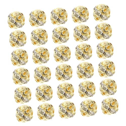 FIXOSHEE 30Stücke Schmuck DIY Perlen Kristall Rhinestone Spacer Perlen für Armband Basteln Goldene Farben Bastelperlen für Schmuckstücke und von FIXOSHEE