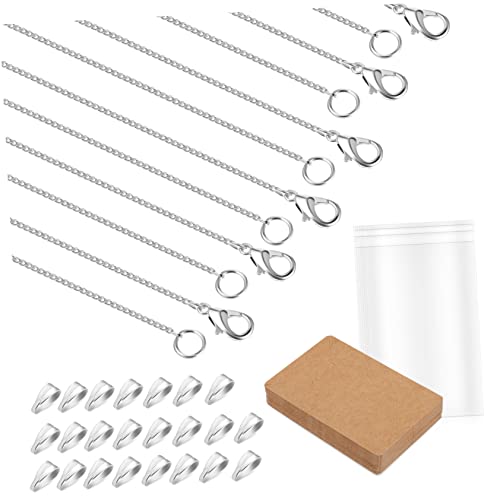 FIXOSHEE 30Stücke Silberkette für Schmuckherstellung DIY Halskette mit Verschlüssen und Karten Ketten für Basteln von Armbändern und Freundschaftsarmbändern von FIXOSHEE