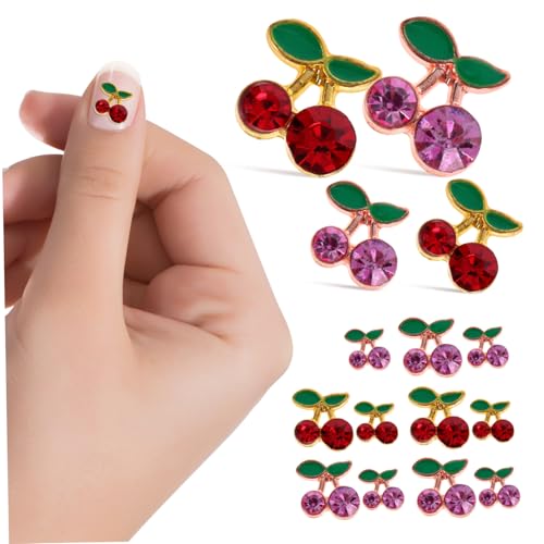 FIXOSHEE 32 Stück Teiliges Nagelkunst Kirschförmige Nagelrhinestones Manicure Dekorationen DIY Nail Art Supplies für Damen Glänzende Strasssteine in Gold und Roségold für Natürliche und von FIXOSHEE