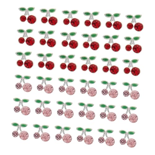 FIXOSHEE 36 Stück Teiliges Cherry Nail Art Charms Kirschförmige Nail Charms aus Langlebiger Legierung Glänzende Nageldekoration für Maniküre und DIY Nageldesign für Naturnägel und von FIXOSHEE