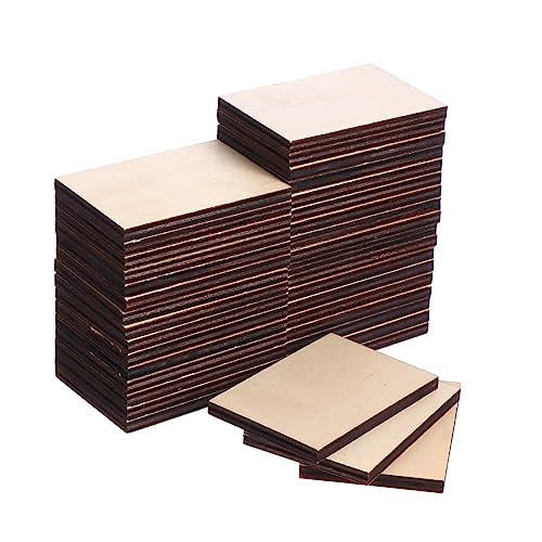 FIXOSHEE 36Stücke DIY Holzscheiben Rechteckige Holzstücke für Bastelprojekte für Malerei und Schreiben Holzversorgung von FIXOSHEE