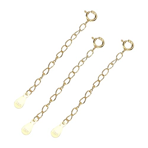 FIXOSHEE 3Stücke Teiliges Armbandverlängerungsset Sterling Silber Einstellbare Kette für DIY Schmuck Federverschluss und Tropfenanhänger Langlebig und Rostbeständig von FIXOSHEE