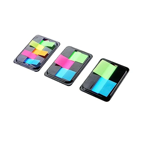 FIXOSHEE 3er Packungen Neon Haftnotizen Pet Selbstklebend Beschreibbare Farbige Page Marker Leichte Praktische Klebezettel für Bürobedarf Lesezeichen Markieren und Organisieren von von FIXOSHEE