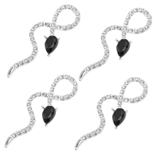 FIXOSHEE 4 Stück Snake Nail Charms aus Langlebiger Legierung Kreative Nagelverzierung für Natürliche und Künstliche Nägel für Maniküre Party Hochzeit und DIY Nagelkunst von FIXOSHEE
