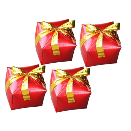 FIXOSHEE 4 Stück Teiliges Aluminiumfolie Luftballons Geschenkbox Form Rote Cube Ballons mit Buntem Band Partydeko für Weihnachten Neujahr und Festliche Feiern Vielseitig als FIXOSHEE 4 Stück Teiliges Aluminiumfolie Luftballons Geschenkbox Form Rote Cube Ballons mit Buntem Band Partydeko für Weihnachten Neujahr und Festliche Feiern Vielseitig als von FIXOSHEE