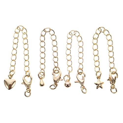FIXOSHEE 4 Stück Teiliges Gold Plated Kettenverlängerungs für DIY Schmuckherstellung für Armbänder und Fußketten Einfach zu Befestigen Verlängern von FIXOSHEE