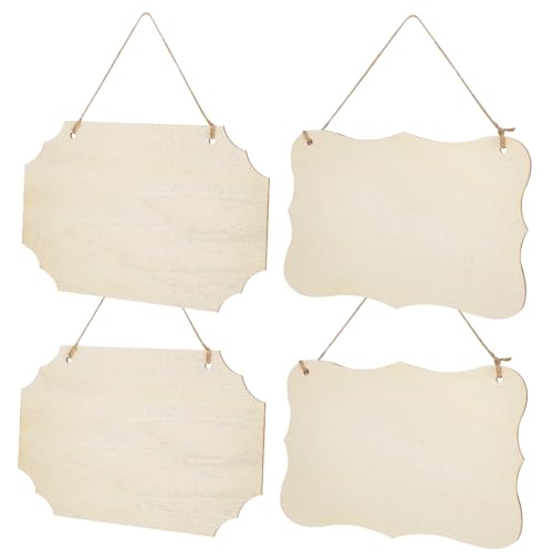 FIXOSHEE 4 Stück Unbemalte Holzplaketten Rustikale Wanddekoration Holz Vorgebohrte Schilder für DIY Projekte Kreative Bastelideen und Vielseitige Anwendungen von FIXOSHEE