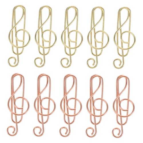 FIXOSHEE 40 Stück Teiliges Musiknoten Büroklammern aus Metall in Gold und Roségold Niedliche Dokumentenklammern Vielseitige Verschlussclips für Schule Büro und Notizbücher Einzigartige von FIXOSHEE