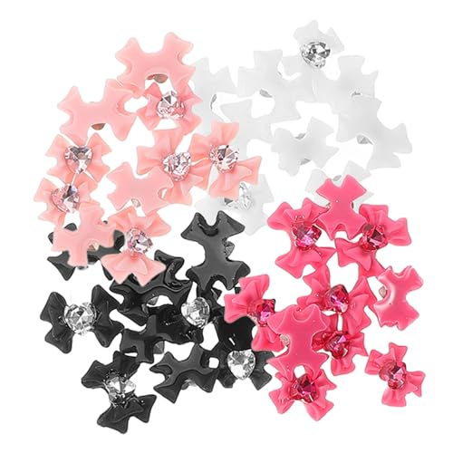 FIXOSHEE 40 Stück Teiliges Nail Art mit Schleifen charms in Farben Langlebige DIY Maniküre Verzierungen mit Glitzer strasssteinen Nagelschmuck für Elegante Nageldesigns und Kreative Nail von FIXOSHEE
