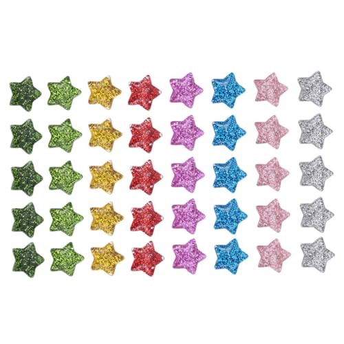 FIXOSHEE 40 Stück Teiliges Resin Glitzer Stern für DIY Handwerk Schmuck Handyhüllen Dekoration Bastelperlen Zubehör Kindergeburtstag Mitgebsel Kreativ von FIXOSHEE