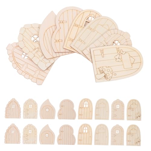 FIXOSHEE 40 Stück Teiliges Unbemalte Miniatur Holz Feentüren für DIY Bastelprojekte Handgefertigte Garten-holztüren aus Naturholz Einfache Befestigung für Baumrinde Wand Partydekorationen von FIXOSHEE